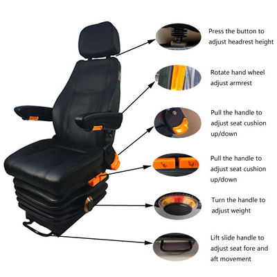 buy Mechanical Suspension Engineering Mechanical Car Seat With Armrest Headrest Slide Rail online manufacture