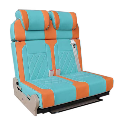 PU Leather Modified RV Van Seats Blue Orange Campervan Double Seat